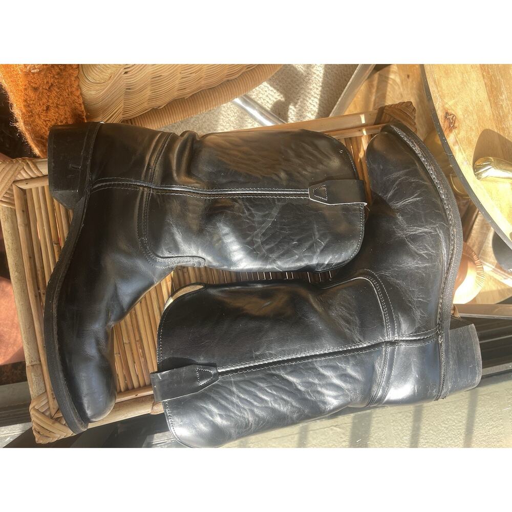 Georgia Men’s 12EE VTG Black Leather Roper/ Biker Western Boots - Picture 2 of 4